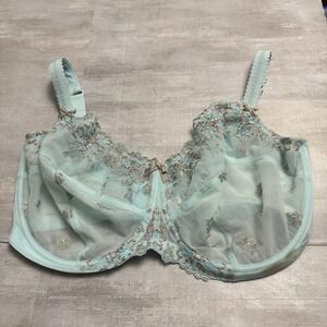 Panache Superbra Ariza Balconet Bra Size 38H Underwired Aqua Blue Blossoms Fairy